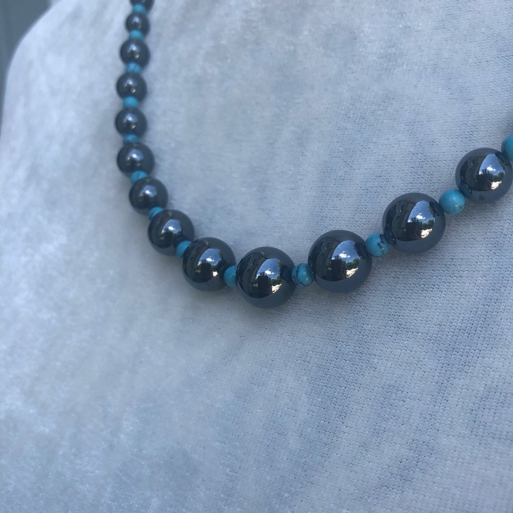 Hematite & Turquoise Necklace - Picture 8 of 11